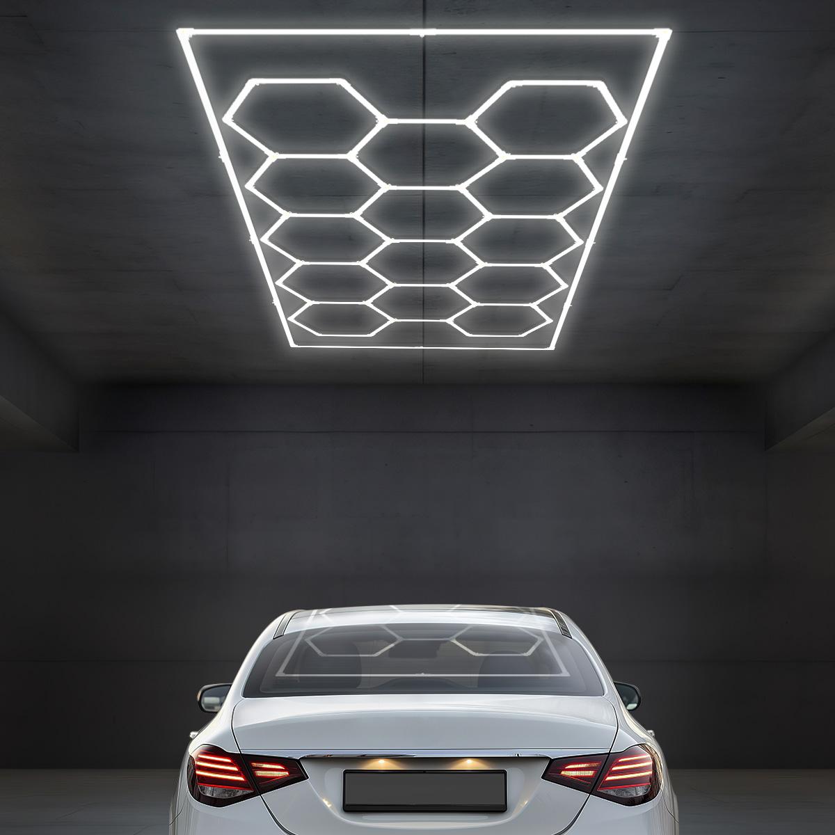 Hexagon LED Leuchte 14er Set Garage, Werkstatt, Autohaus 6000K 600 Watt 61962 Lumen