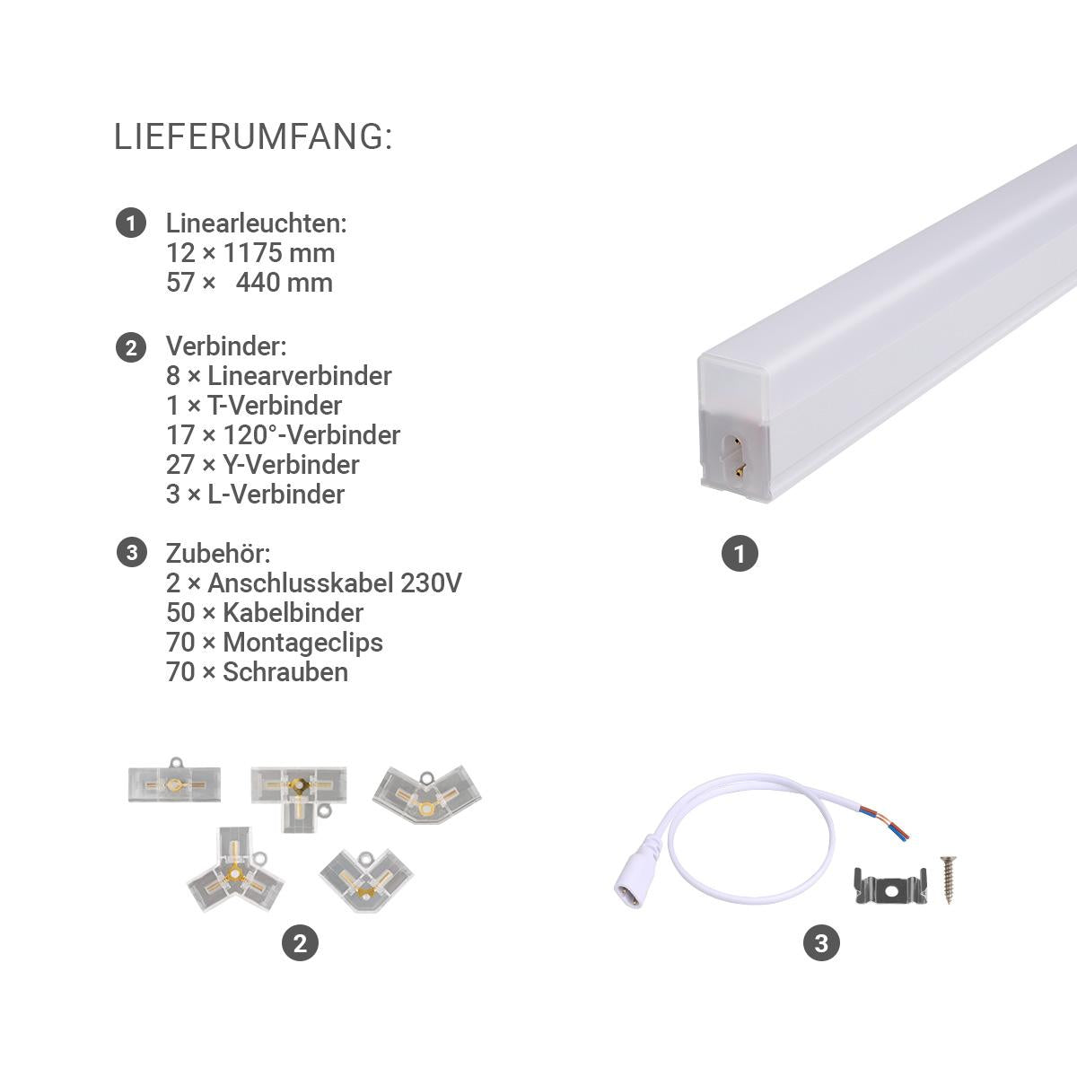 Hexagon LED Leuchte 14er Set Garage, Werkstatt, Autohaus 6000K 600 Watt 61962 Lumen