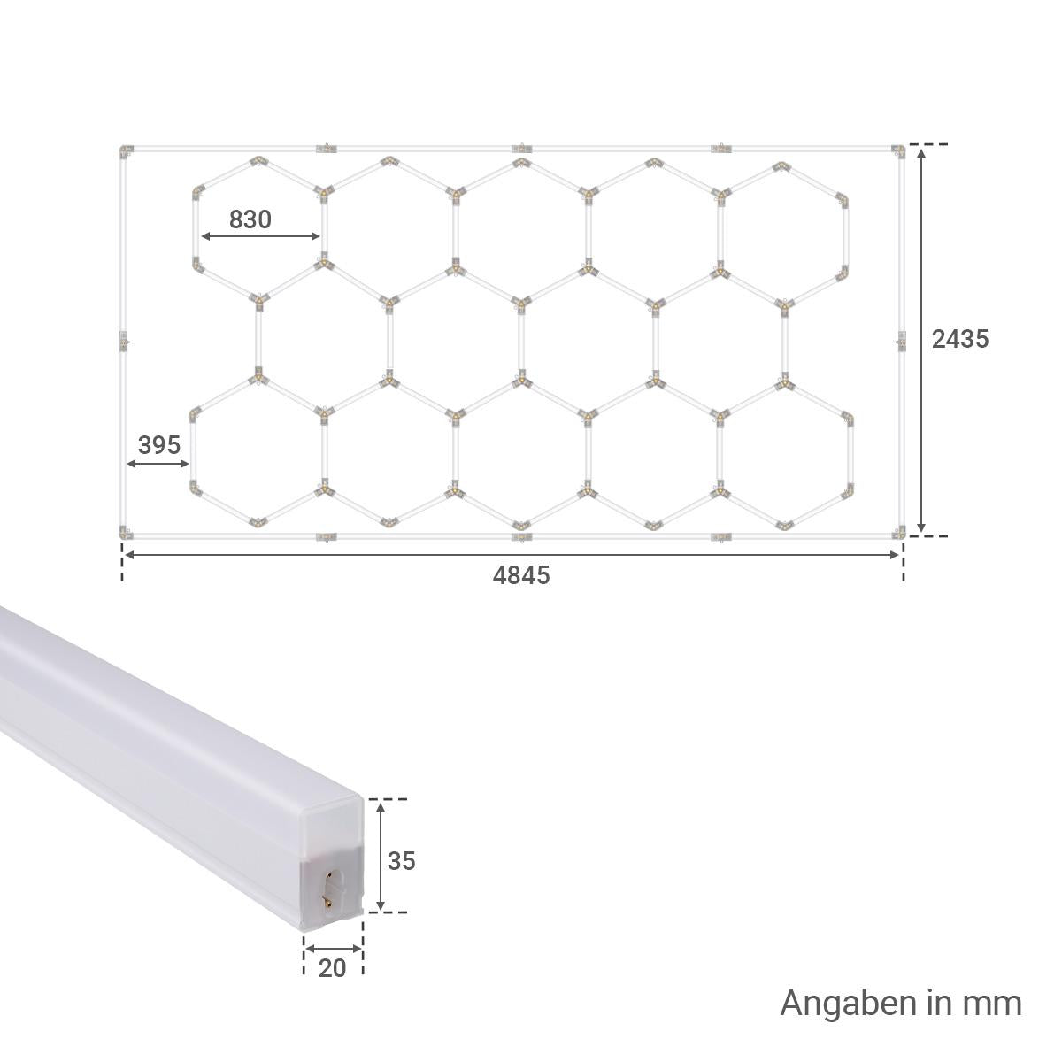Hexagon LED Leuchte 14er Set Garage, Werkstatt, Autohaus 6000K 600 Watt 61962 Lumen
