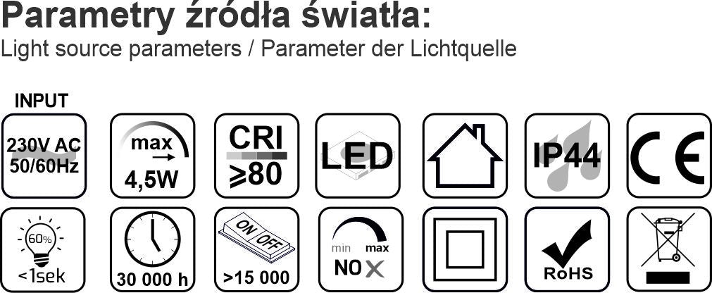 AMBER LED Badleuchte-Spiegelleuchte 4,5W