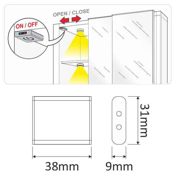 Beleuchtungsschalter LED DOOR für Schränke