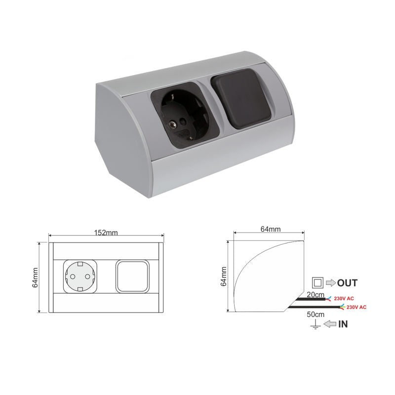 CORNER BOX 1 Eck-Steckdose + Schalter