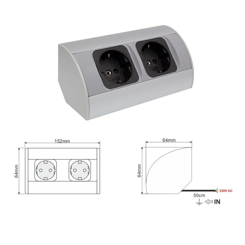 Eck-Steckdose Corner Box 2 mit 2 Steckdosen