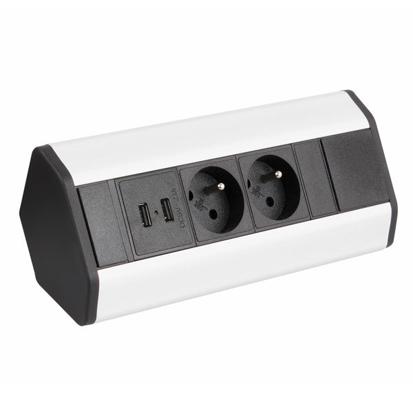 CORNER BOX 2 USB Ecksteckdose Möbelsteckdose