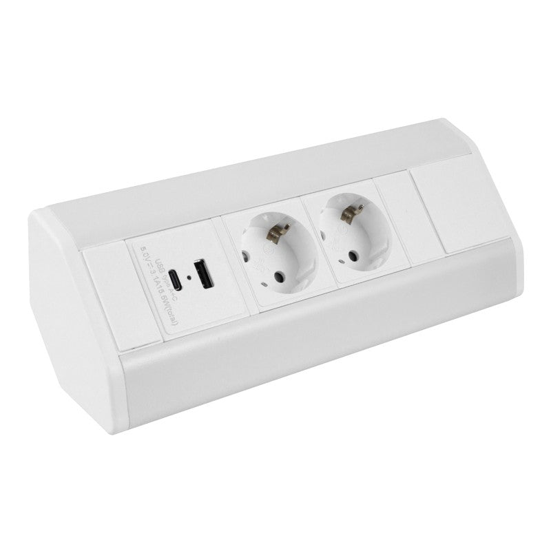 CORNER BOX 2 USB Ecksteckdose Möbelsteckdose