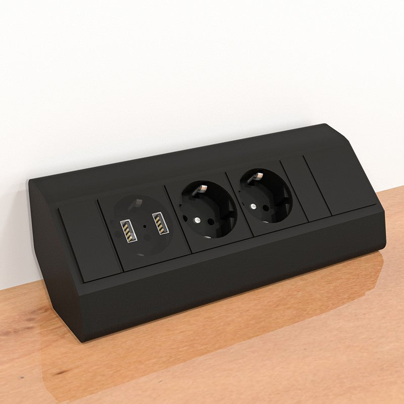 CORNER BOX 2 USB Ecksteckdose Möbelsteckdose
