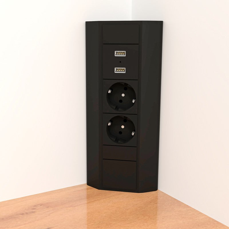 CORNER BOX 2 USB Ecksteckdose Möbelsteckdose