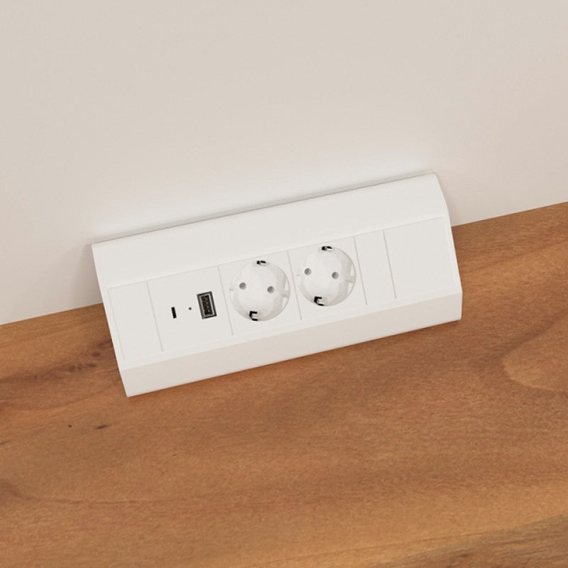 CORNER BOX 2 USB Ecksteckdose Möbelsteckdose
