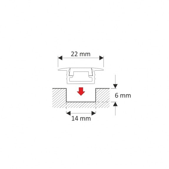 EINBAUPROFIL aluminium INLINE MINI XL 2m