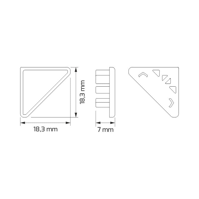 Endkappe ohne Loch für das Profil CORNER LINE