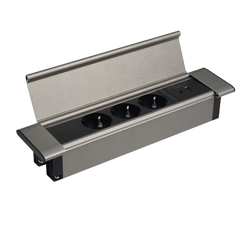 FLAT BOX Möbelsteckdose mit USB-Anschluss A und C