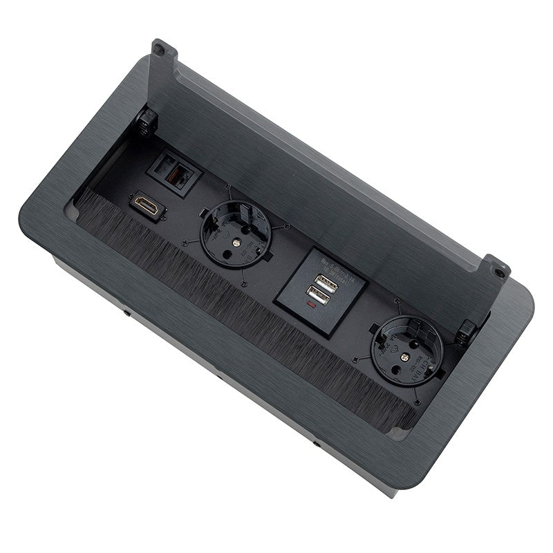 INBOX Möbel-Einbausteckdose mit USB-, RJ45- und HDMI-Anschlüssen