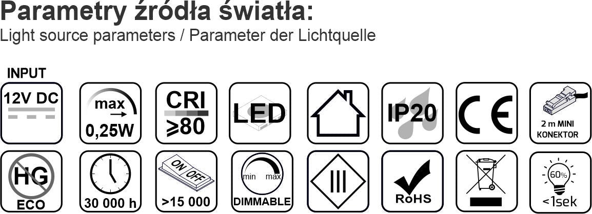 LED-Glasbodenbeleuchtung PVC-Clip 0,25W