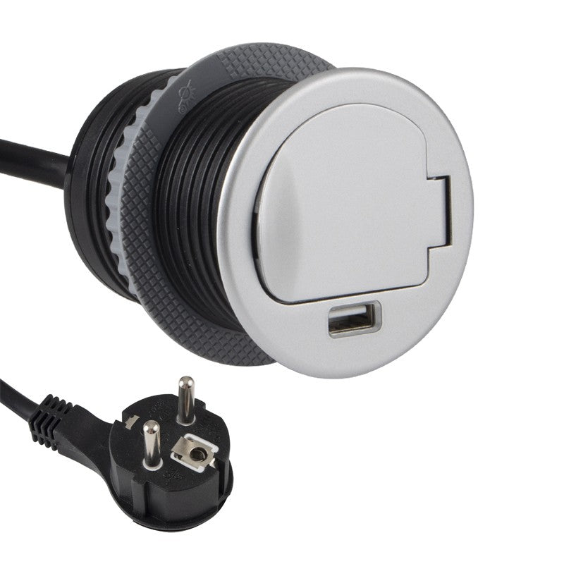 SINGLE BOX Einbausteckdose mit USB (SCHUKO)
