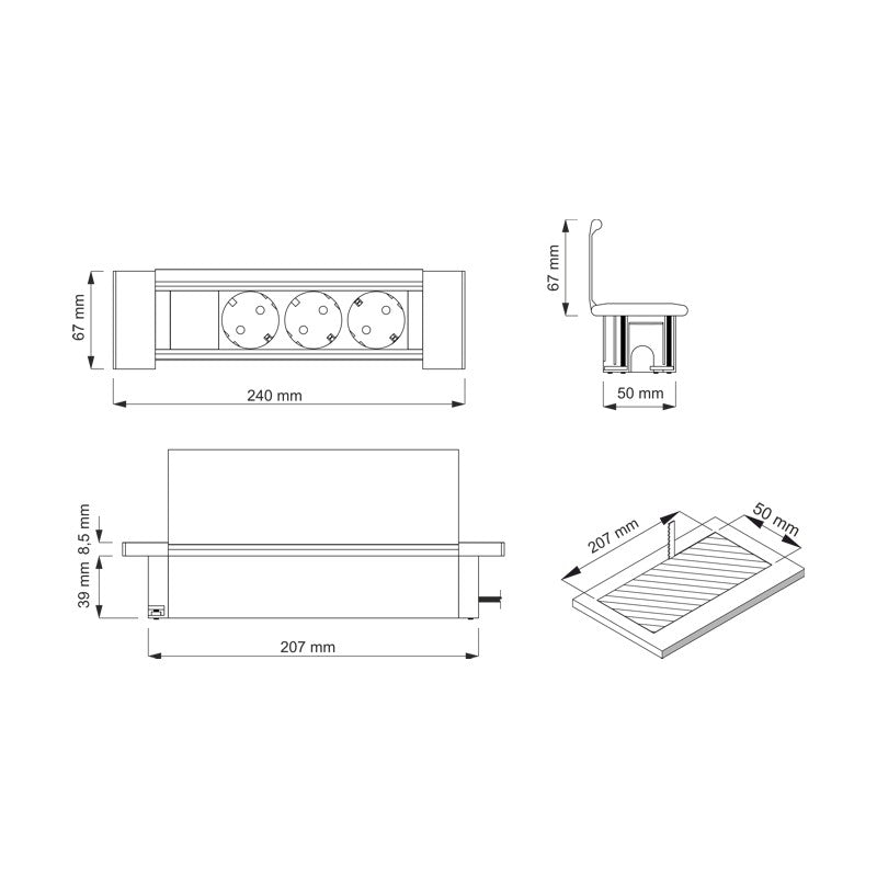 FLAT BOX Möbelsteckdose