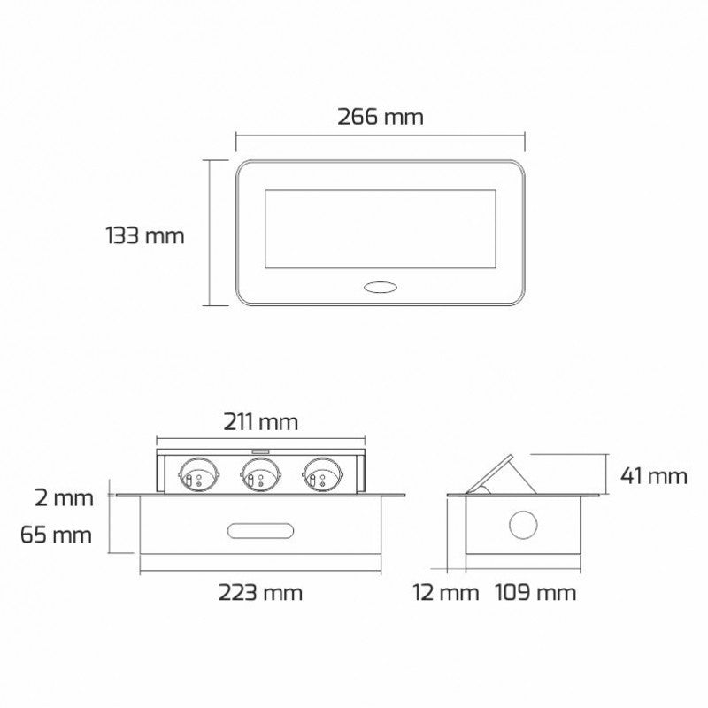 KOMBI BOX Einbau-Möbelsteckdose mit USB und 1,5m Kabel