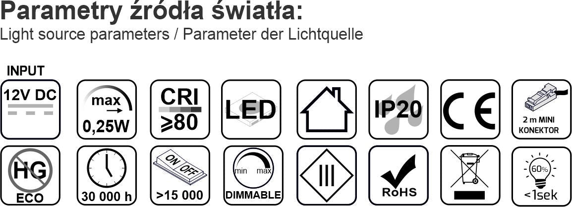 LED-Glasbodenbeleuchtung Metall-Clip 0,25W