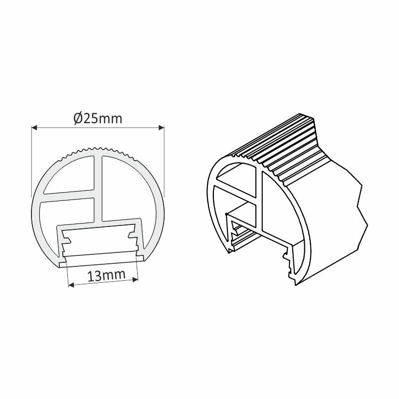 LED-Kleiderstangenprofil RELING für LED Strips 2m