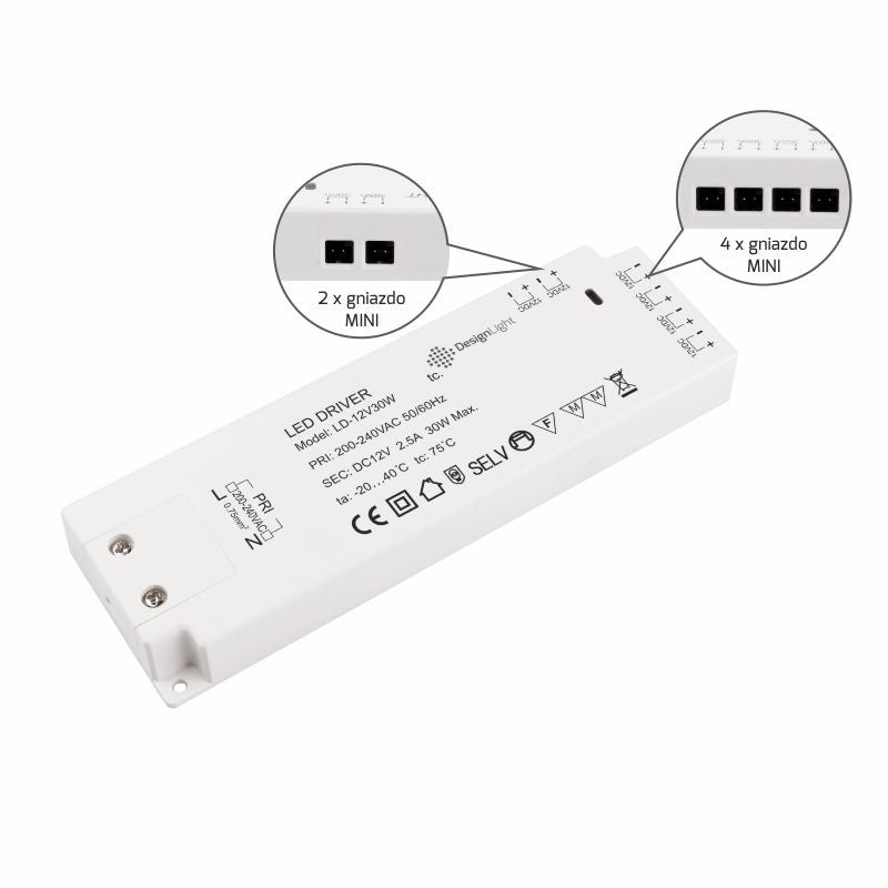 LED LD Netzteil 30W mit Mini-Büchsen