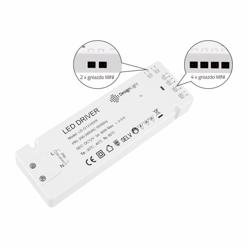 LED LD Netzteil 60W mit Mini-Büchsen