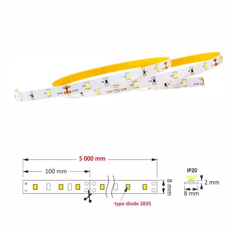 LED Strip PREMIUM 150 LED (30 LED/1m) Typ 2835 IP20W - Made in Poland