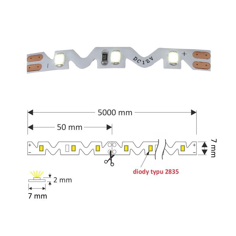 LED Strip SNAKE 300 LED (60 LED/m) TYP 2835 IP20 9W/m