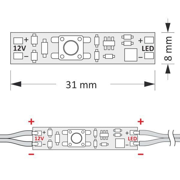 Tastschalter MS60 mit 2m Kabel für LED-Profile